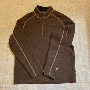 Kuhl Sweater Mens Medium Brown Thermokore Wool Blend Quarter Zip Pullover Fleece